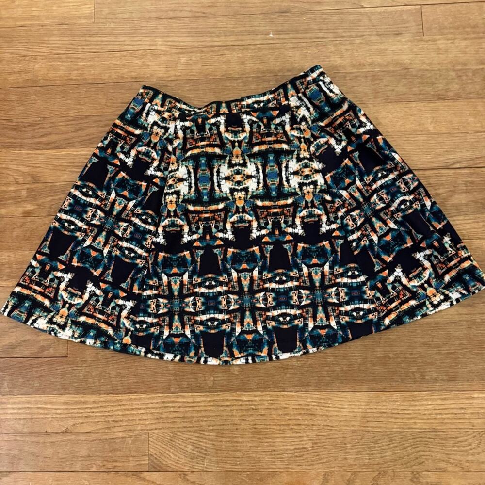 Lily White orange black geometric a-line mini skirt juniors size medium
 b43
